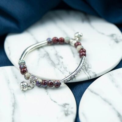 Bracelets tibétains de tuyau de charme élastique perlé rétro vintage en céramique faits à la main