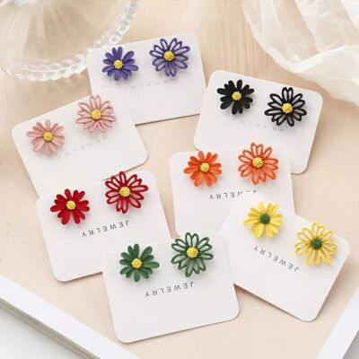 Boucles d'oreilles à tige colorées Daisy Sun Flower Summer Floral Dainty Boho Nature