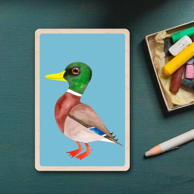Carte postale en bois CANARD MALLARD Bird Card