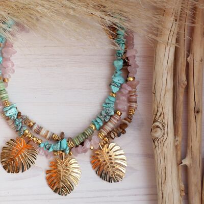 Collier Monstera Tropical