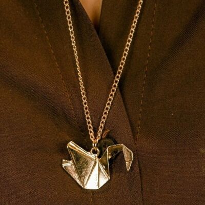 Grande collana con ciondolo a forma di uccello con uccelli di piccione, cigno, origami, gru di carta