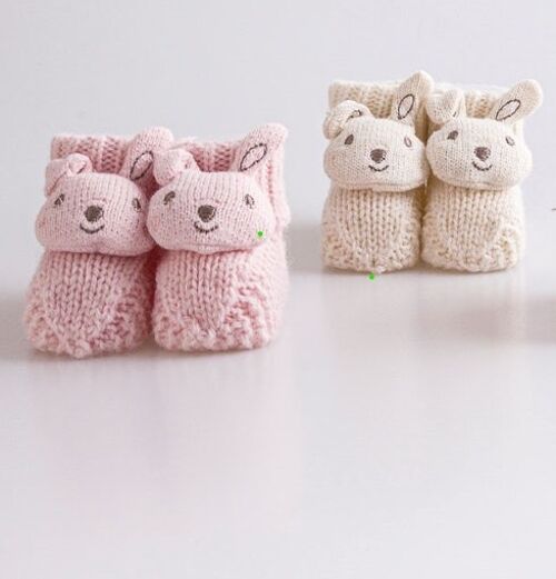 100% Cotton 0-12M Knitwear Stylish Baby Bunny Booties