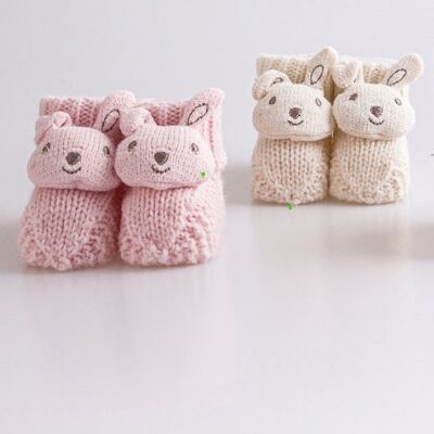 100% Cotton 0-12M Knitwear Stylish Baby Bunny Booties