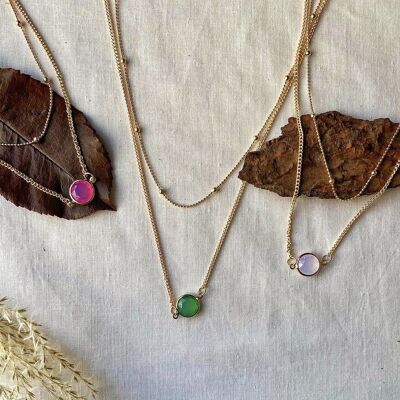 Mehrlagige Kristall-Anhänger-Tropfen-Halskette, grün/rosa/weiße runde Tropfen-Halskette, Abschlussgeschenk, Muttertagsgeschenk für sie