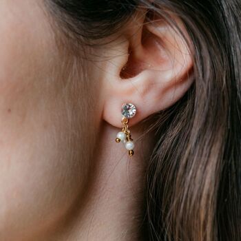 Boucles d'oreilles pendantes d'été en argent avec petite perle poth et zircon 2