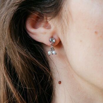 Boucles d'oreilles pendantes d'été en argent avec petite perle poth et zircon 3