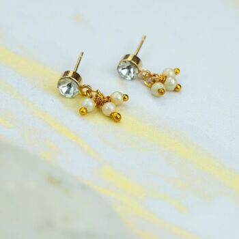 Boucles d'oreilles pendantes d'été en argent avec petite perle poth et zircon 4