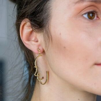 Boucles d'oreilles pendantes bohémiennes avec profil creux et profil abstrait 2