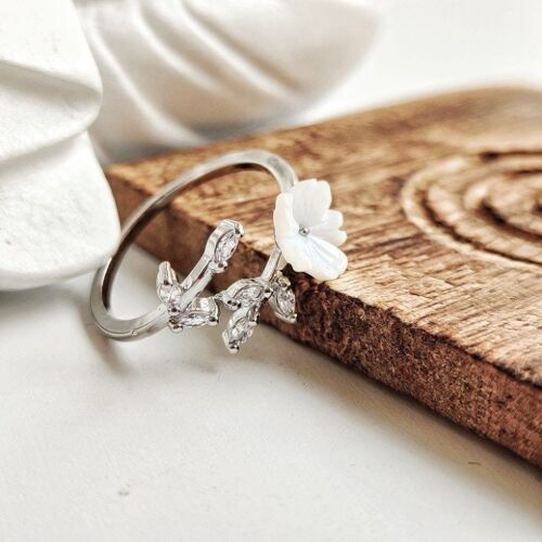 Adjustable Crystal Flower Branch Leaf Zircon Wedding Ring