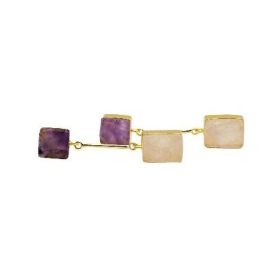 Boucles d'oreilles longues pour femmes.                                        Pierres naturelles : Améthyste et Quartz Rose.                                        Fabriqué main.                                        Bijouterie d'imitation.                                        Printemps.                                        Mariages, invités.