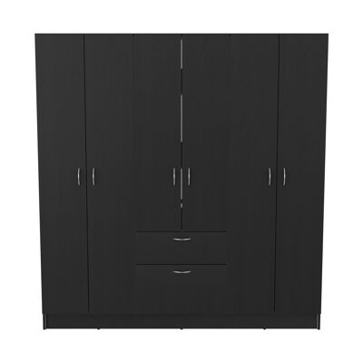 Mitu 6-Door Wardrobe, with one drawer and cabinet 170.7 CM W X 162.0 CM W X 47 CM D Wenge / White