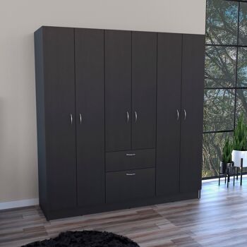 Armoire 6 portes Mitu, avec un tiroir et une armoire 170,7 CM L X 162,0 CM L X 47 CM P Wengé / Blanc 2