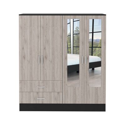 Armadio Bolton 160 con specchio e due cassetti 180,6 cm di larghezza x 160 cm di larghezza x 49,4 cm di profondità wengè/frassino