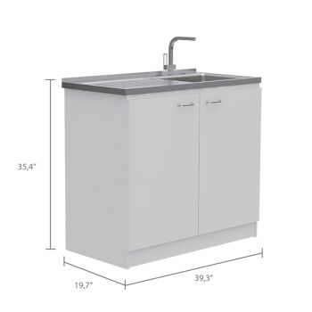 Ensemble de cuisine Safford, armoire de cuisine avec évier + armoire polyvalente, 90/181,1 cm H X 100/51,2 cm L X 50/36,8 cm P, blanc/dune 5