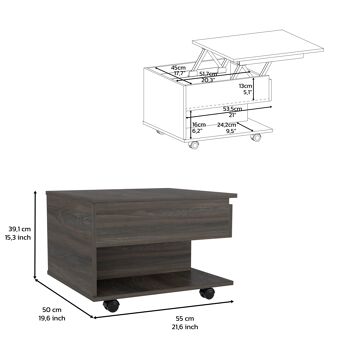 Ensemble de salon Riverside, chariot de bar + table basse amovible, 89/39,1 cm H X 55/55 L cm X 41,5/50 P cm, anthracite 4