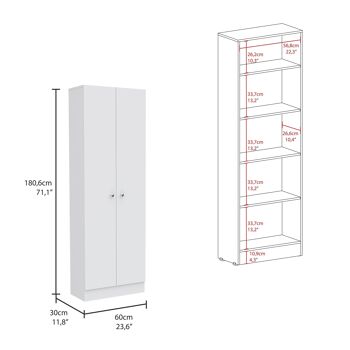 Ensemble de cuisine Charlotte, îlot de cuisine + armoire polyvalente, 14/70" H X 16/24" L X 27/12" P, Blanc / Caramel 3