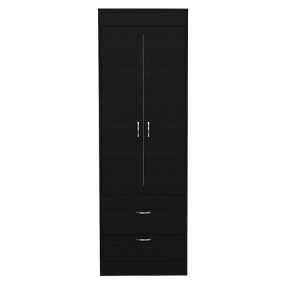 Lisboa Kleiderschrank, mit 2 Schubladen und Kleiderstange, 179 cm B x 59 cm B x 48 cm T, Wenge