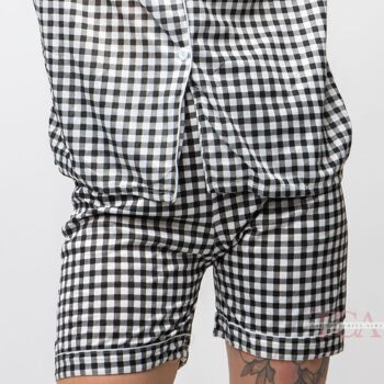 Ensemble de pyjama pour femme en coton doux à carreaux noir et blanc 8