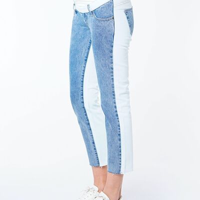 Zweifarbige Mom-Fit-Jeans für Schwangere