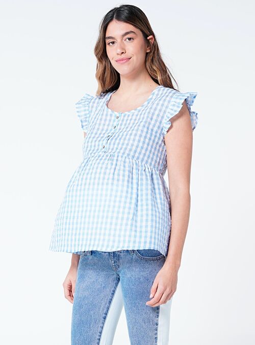 Blusa Lactancia Cuadro Vichy