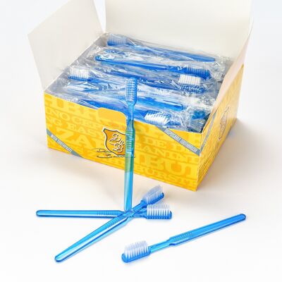 dr. Cepillos de dientes desechables de Bauer con pasta de dientes paquete de 100 AZUL