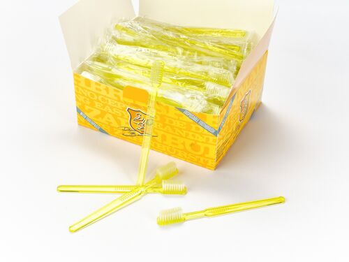 Dr. Bauer´s Einmalzahnbürsten mit Zahnpasta 100er Packung GELB
