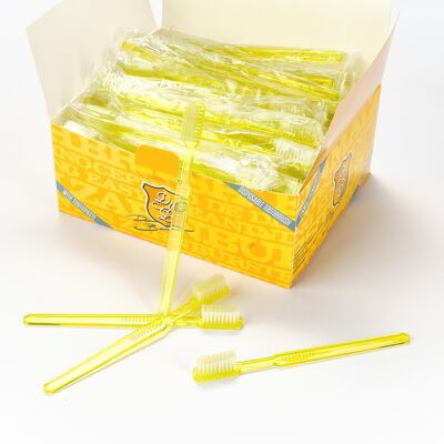 dr Bauer's disposable toothbrushes with toothpaste pack of 100 YELLOW