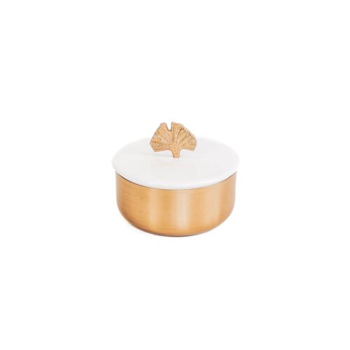 HV Gingko Box - Gold/White - 14x10 cm