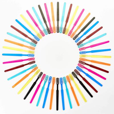 dr Bauer's disposable toothbrushes MIX 100 (blue-red-pink-black)