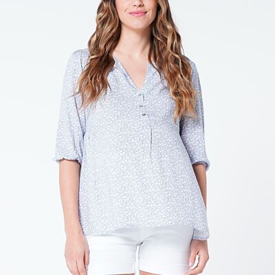 Printed Nursing Blouse With 3/4 Sleeves