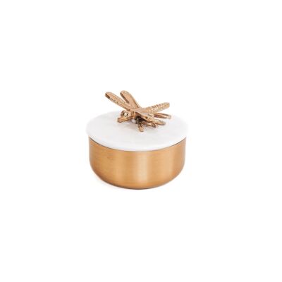 HV Box Dragonfly-Gold/White - 14x10 cm