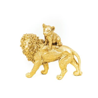 HV Goldener Löwe mit Baby – 30,5x11x27cm