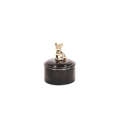 Vaso nero HV con cane d'oro - 9x9x12