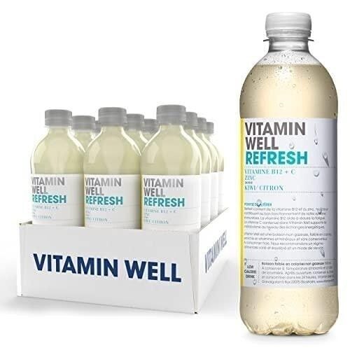 VITAMIN WELL BOOST - Boisson non gazeuse fonctionnelle (à base de vitamine) et désaltérante   - Saveur Myrtille / Framboise - Boîte de 12  bouteilles de 500 ml