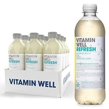 VITAMIN WELL REFRESH - Boisson non gazeuse fonctionnelle (à base de vitamine) et désaltérante - Saveur Kiwi / Citron - Boîte de 12  bouteilles de 500 ml 1