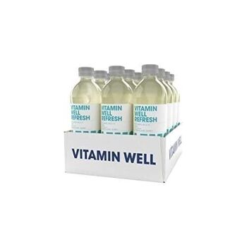 VITAMIN WELL REFRESH - Boisson non gazeuse fonctionnelle (à base de vitamine) et désaltérante - Saveur Kiwi / Citron - Boîte de 12  bouteilles de 500 ml 2