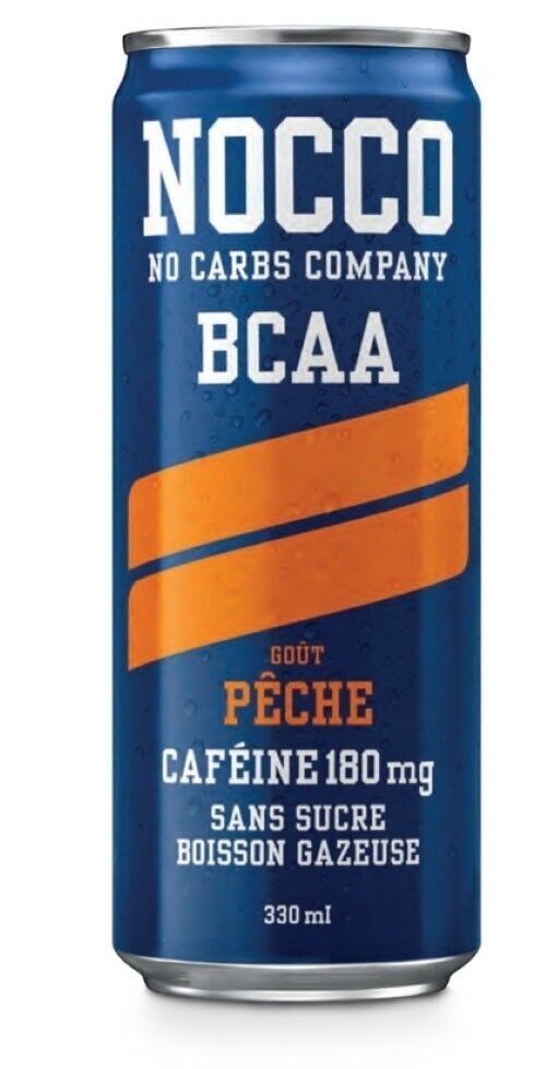 NOCCO Gusto Pesca - Bibita Funzionale - Con Caffeina (180ml) - Senza Zucchero - Confezione da 24 Lattine da 330ml