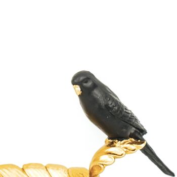 HV Perruche Noire Oiseau sur Feuille d'Or - 21x9x13 cm 3