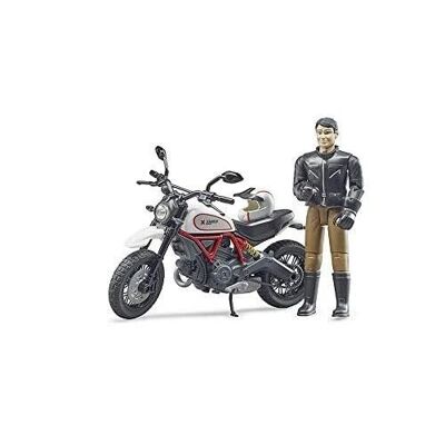 BRUDER - Moto Scrambler Ducati Desert Sled con biker - rif: 63051