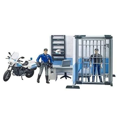BRUDER - Bworld police station with police motorbike and characters - ref: 62732