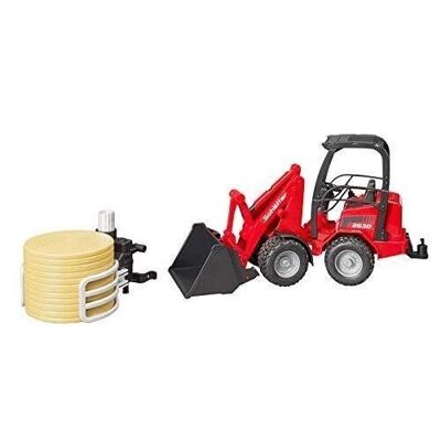 BRUDER - SCHÄFFER 2034 compact loader with grapple and 1 round straw bale - ref: 02192