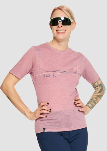 SMOOTH - T-shirt fonctionnel en laine mérinos col. Mauve 1