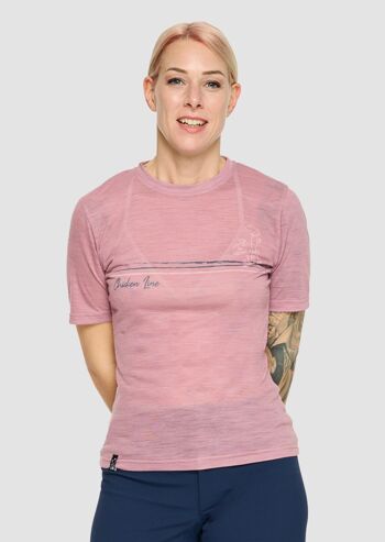 SMOOTH - T-shirt fonctionnel en laine mérinos col. Mauve 4