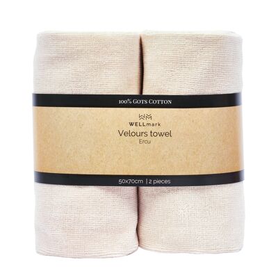 Velor towel - ecru 2 pieces