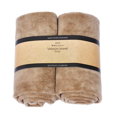 Velor towel - beige 2 pcs