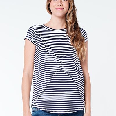 Striped Cross Nursing T-shirt