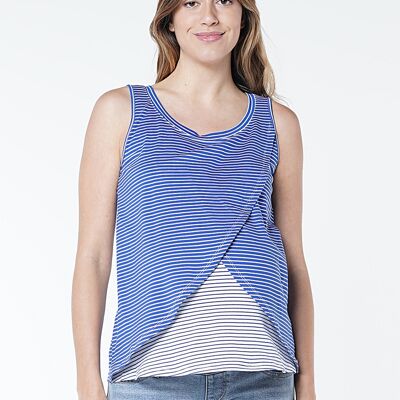 Striped Sleeveless Nursing T-shirt