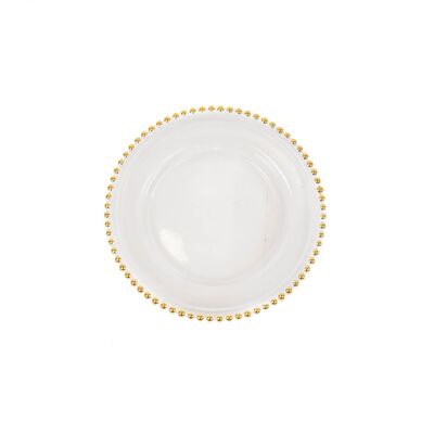 HV Assiette plate en verre avec bord doré - 27x2,5cm