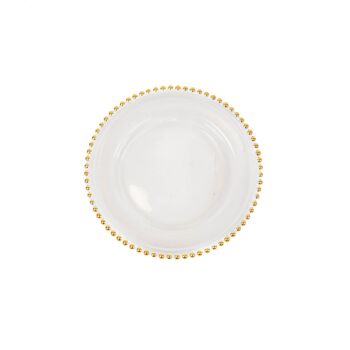 HV Assiette plate en verre avec bord doré - 27x2,5cm 1