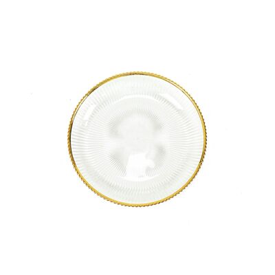 HV Assiette plate en verre bord doré - 31x3.5cm